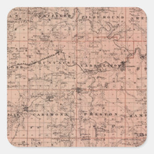 Karte des Landkreises Fillmore, Minnesota Quadratischer Aufkleber