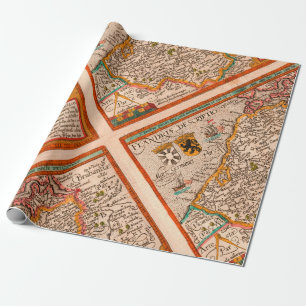 Karte des Landkreises Flandern (1609) Geschenkpapier