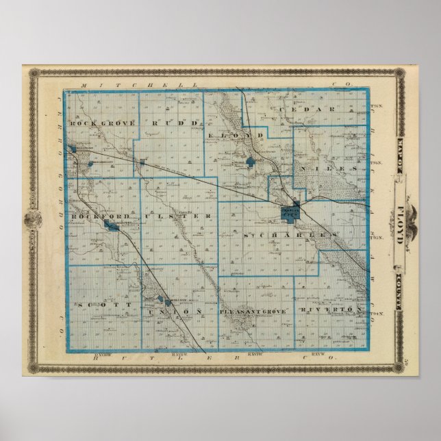 Karte des Landkreises Floyd, Staat von Iowa Poster (Vorne)