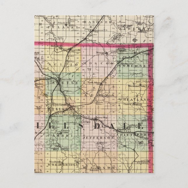 Karte des Landkreises Hillsdale, Michigan (Vorderseite)