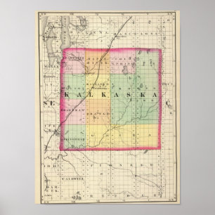 Karte des Landkreises Kalkaska, Michigan Poster