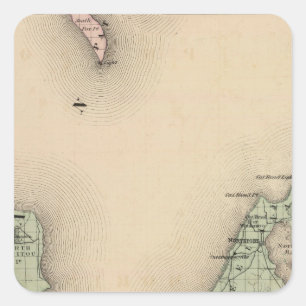 Karte des Landkreises Leelanau, Michigan Quadratischer Aufkleber