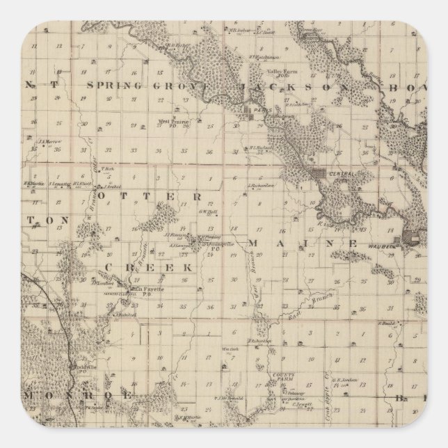 Karte des Landkreises Linn, Staat von Iowa Quadratischer Aufkleber (Vorderseite)