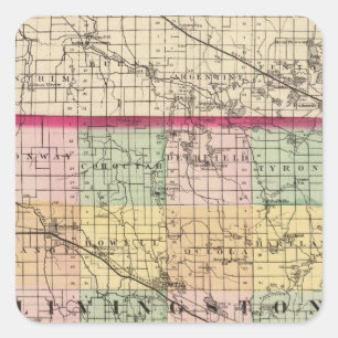 Karte des Landkreises Livingston, Michigan Quadratischer Aufkleber
