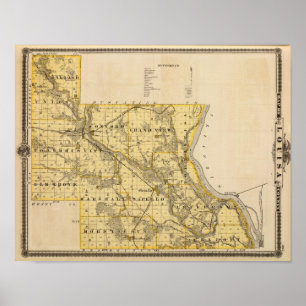 Karte des Landkreises Louisa, Staat von Iowa Poster