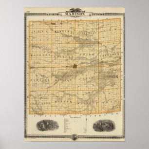 Karte des Landkreises Madison, Staat von Iowa Poster