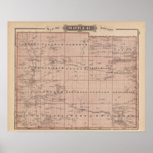 Karte des Landkreises Mäher, Minnesota Poster