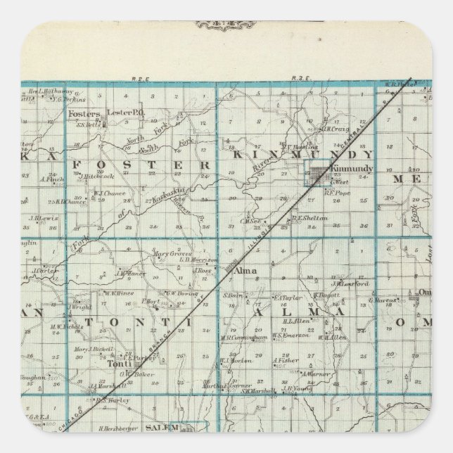 Karte des Landkreises Marion Quadratischer Aufkleber (Vorderseite)