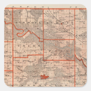 Karte des Landkreises Marion, Staat von Iowa Quadratischer Aufkleber