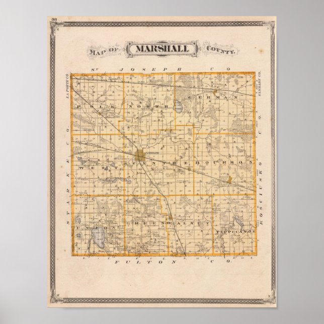 Karte des Landkreises Marshall Poster (Vorne)