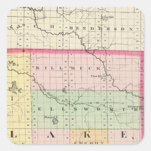 Karte des Landkreises, Michigan Quadratischer Aufkleber