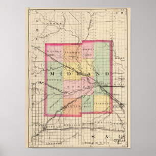 Karte des Landkreises Midland, Michigan Poster