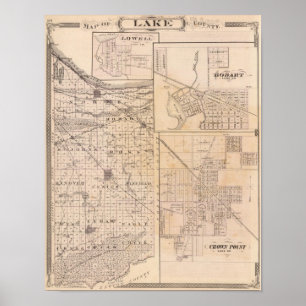 Karte des Landkreises mit Lowell Poster