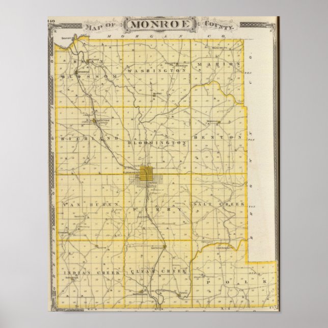 Karte des Landkreises Monroe Poster (Vorne)