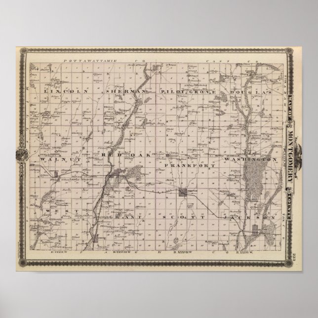 Karte des Landkreises Montgomery, Staat von Iowa Poster (Vorne)