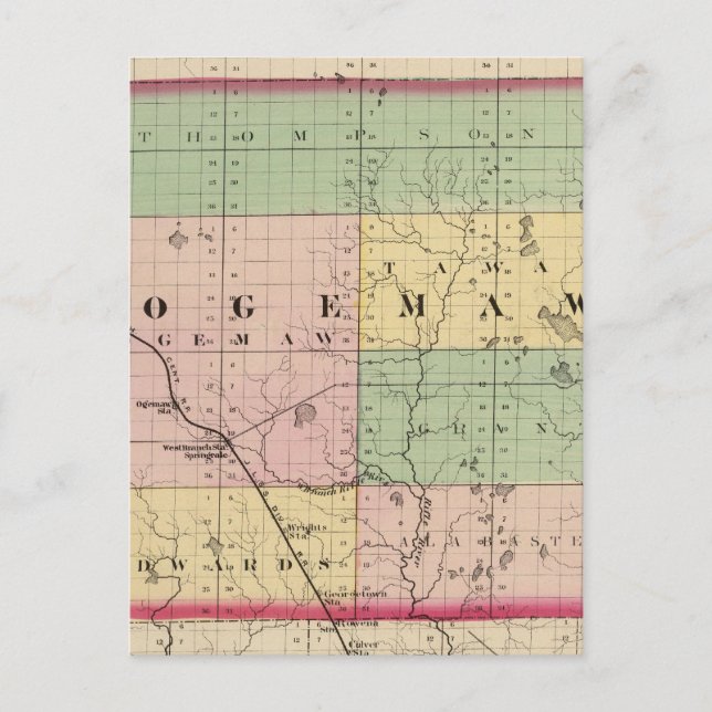 Karte des Landkreises Ogemaw, Michigan (Vorderseite)