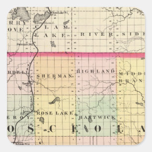 Karte des Landkreises Osceola, Michigan Quadratischer Aufkleber