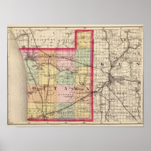 Karte des Landkreises Ottawa, Michigan Poster