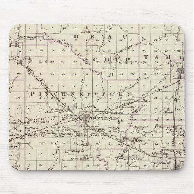 Karte des Landkreises Perry, Nashville und Carmi Mousepad (Vorne)