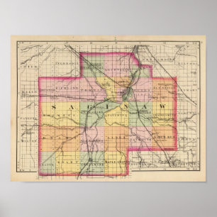 Karte des Landkreises Saginaw, Michigan Poster