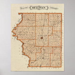 Karte des Landkreises Sullivan Poster