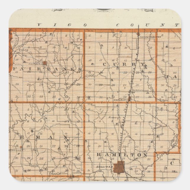 Karte des Landkreises Sullivan Quadratischer Aufkleber (Vorderseite)