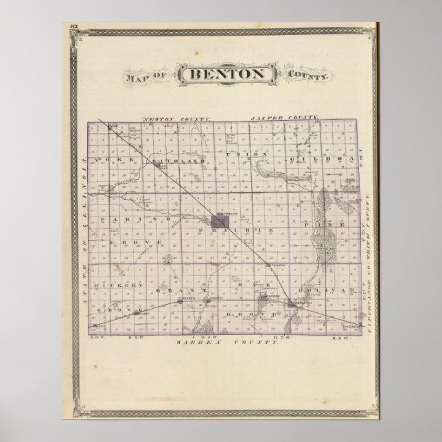 Karte des Landkreises von Benton Poster (Vorne)