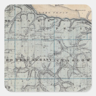 Karte des Landkreises Wabasha, Minnesota Quadratischer Aufkleber