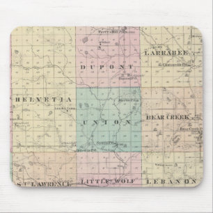 Karte des Landkreises Waupaca, Staat von Wisconsin Mousepad