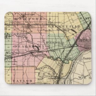 Karte des Landkreises Wayne, Michigan Mousepad