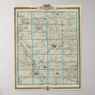 Karte des Landkreises Winneshiek, Staat von Iowa Poster