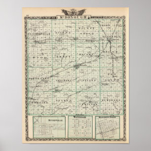 Karte des McDonough-Landkreises, Rushville Poster