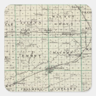 Karte des McDonough-Landkreises, Rushville Quadratischer Aufkleber