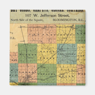 Karte des McLean-Landkreises, Illinois 1886 Magnet