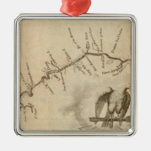 Karte des Mississippi-Flusses Silbernes Ornament