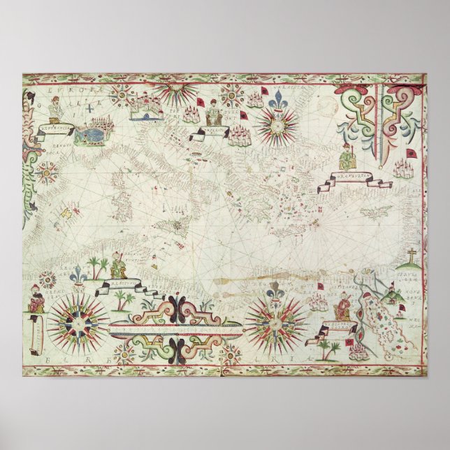 Karte des Mittelmeers, 1625 Poster (Vorne)