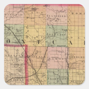 Karte des Montcalm Landkreises, Michigan Quadratischer Aufkleber