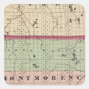 Karte des Montmorency-Landkreises, Michigan Quadratischer Aufkleber