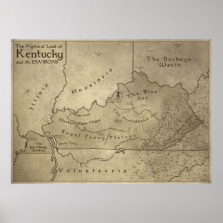 Karte des mythischen Landes Kentucky Poster