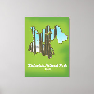 Karte des Nationalparks Białowieża Polen Leinwanddruck