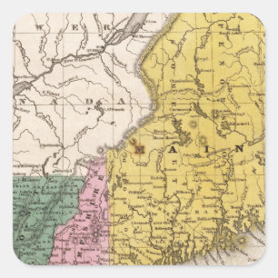 Karte des Neu-Englands oder der OstStaaten Quadratischer Aufkleber