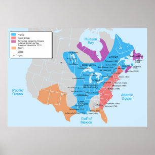 Karte des Neuen Frankreichs im Jahr 1750 Poster