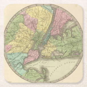 Karte des New York Rechteckiger Pappuntersetzer