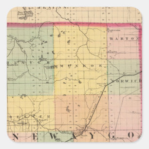 Karte des Newaygo-Landkreises, Michigan Quadratischer Aufkleber