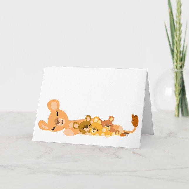 Karte des niedlichen Cartoon-Mama-Löwe- und (Vorderseite)