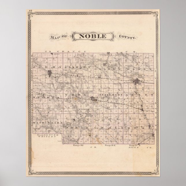 Karte des Noble County Poster (Vorne)