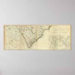 Karte des Nordens und des South Carolina Poster