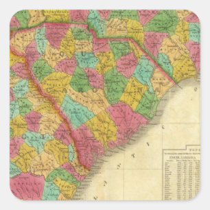 Karte des Nordens und des South Carolina und des Quadratischer Aufkleber