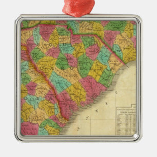 Karte des Nordens und des South Carolina und des Silbernes Ornament