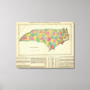 Karte des North Carolina Leinwanddruck